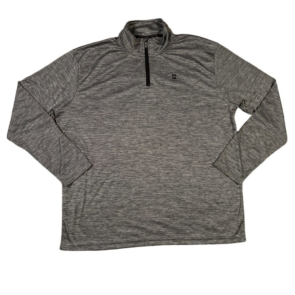 Lake Tahoe Shirt Men's Long Sleeve High Neck Quarter Zipper Pullover Gray 2XL